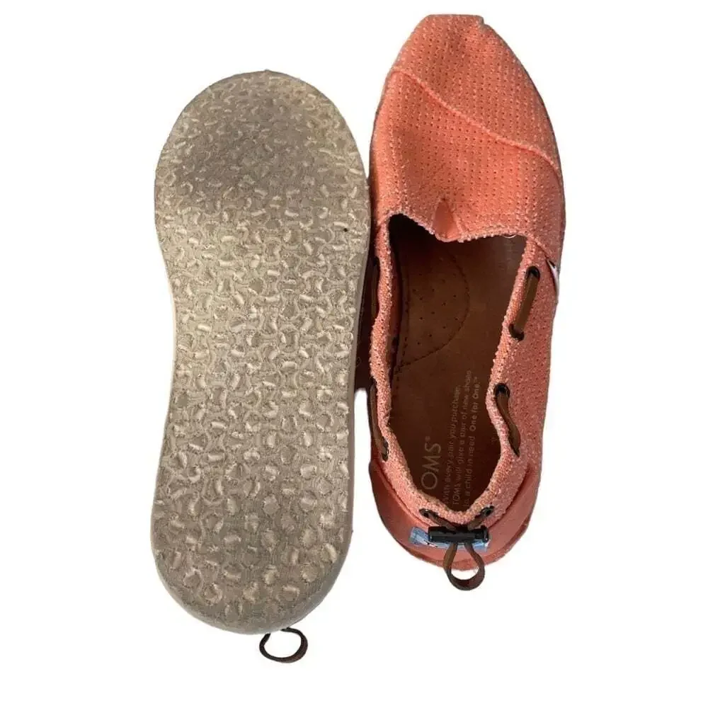 TOMS Orange Burlap Espadrille Flats Womens 8 Slip On Casual Canvas Shoes